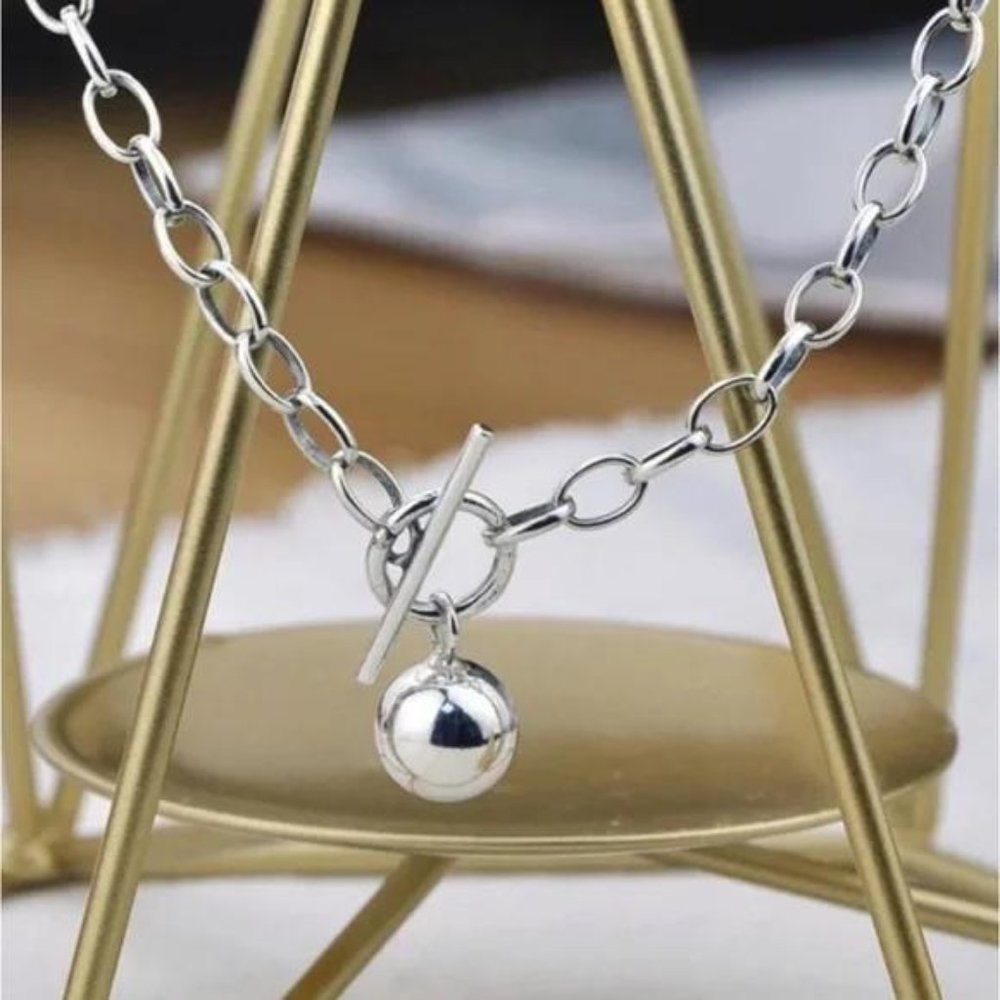 “18” NEW 925 STERLING SILVER ROUND BEAD PENDANT NECKLACE - Picture 5 of 5